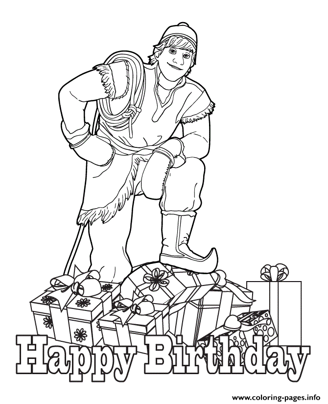 Kristoff Wishing Happy Birthday Colouring Page Coloring Pages Frozen