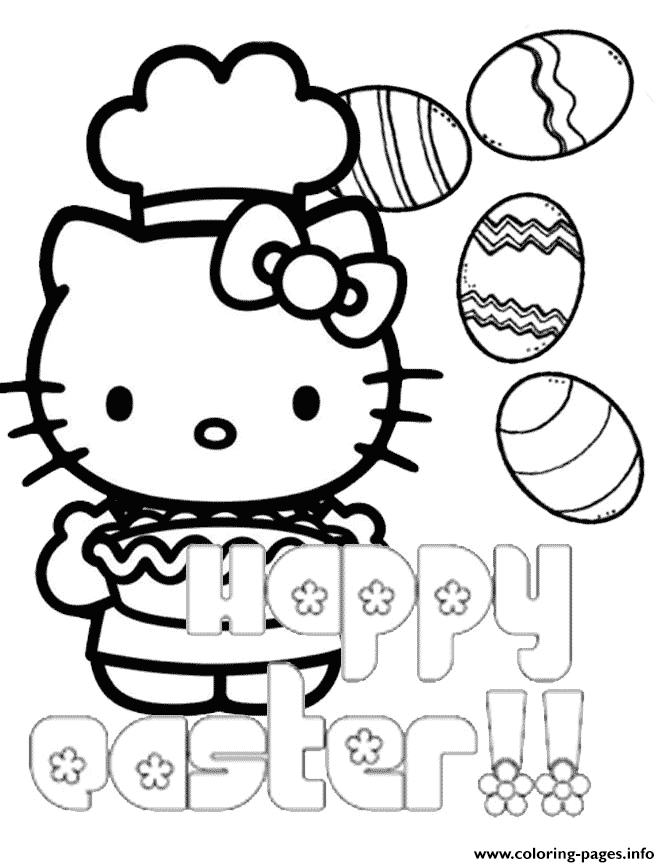 Kitty Chef Pie Eggs Easter Coloring Pages Printable Print Download