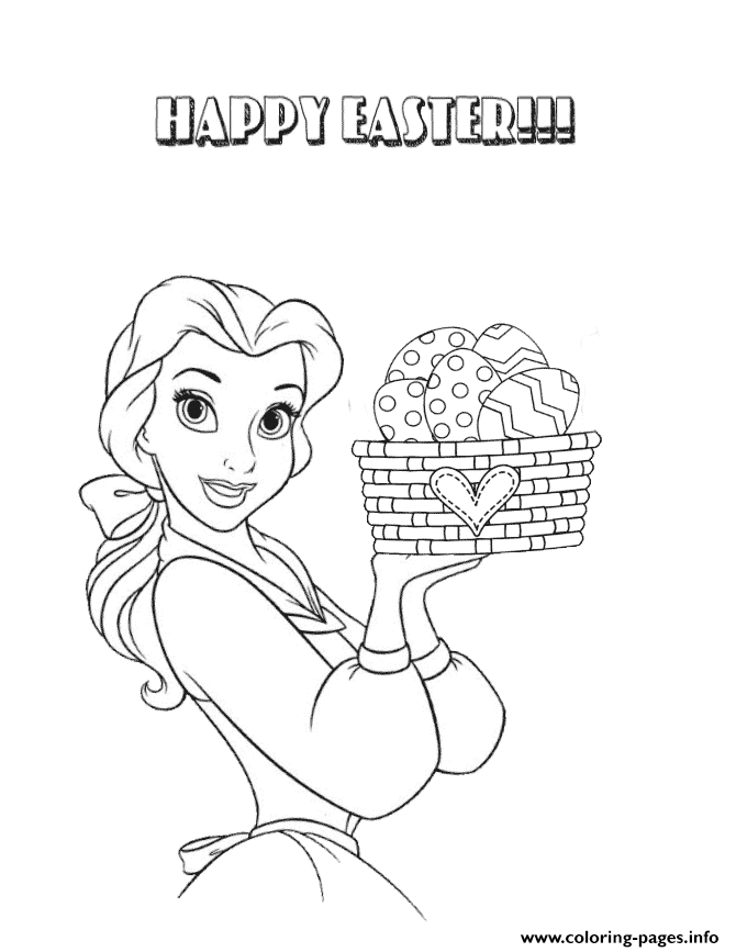 Belle And Easter Egg Basket Coloring Pages Printable