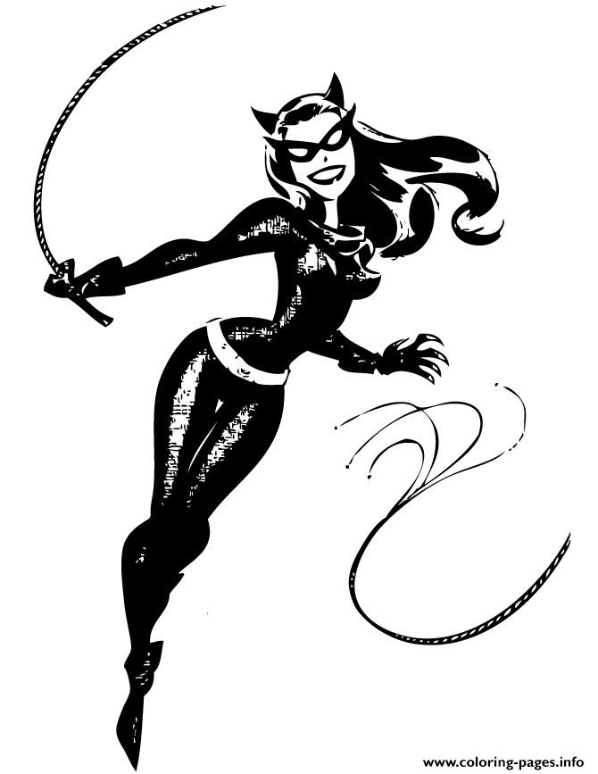 Catwoman Batman Cartoon Coloring Pages Printable Day