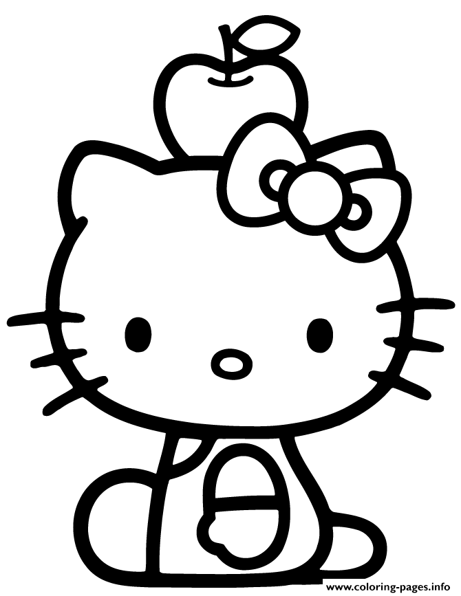 Hello Kitty Balance Apple On Head Coloring Pages Printable