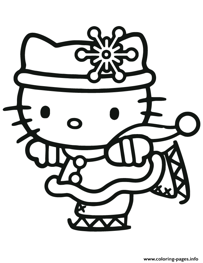 Kitty Christmas Ice Skating Coloring Pages Printable Zombie