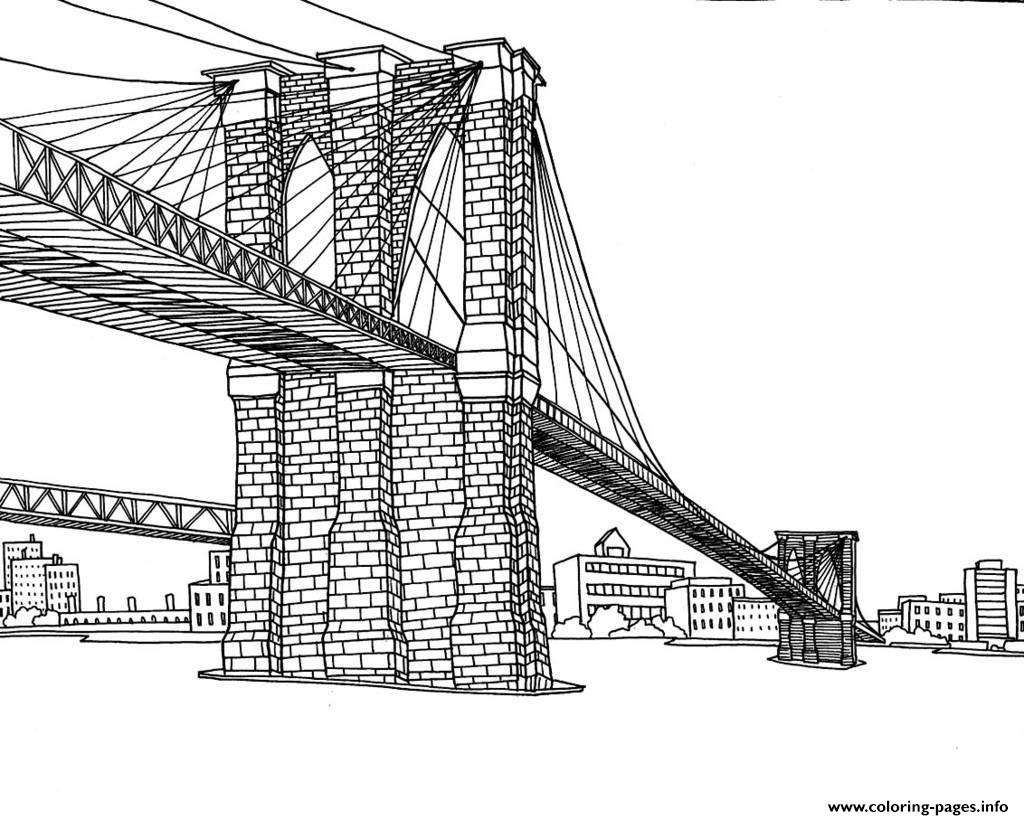 City Adult York Pont Brooklyn Coloring Pages Printable Adults