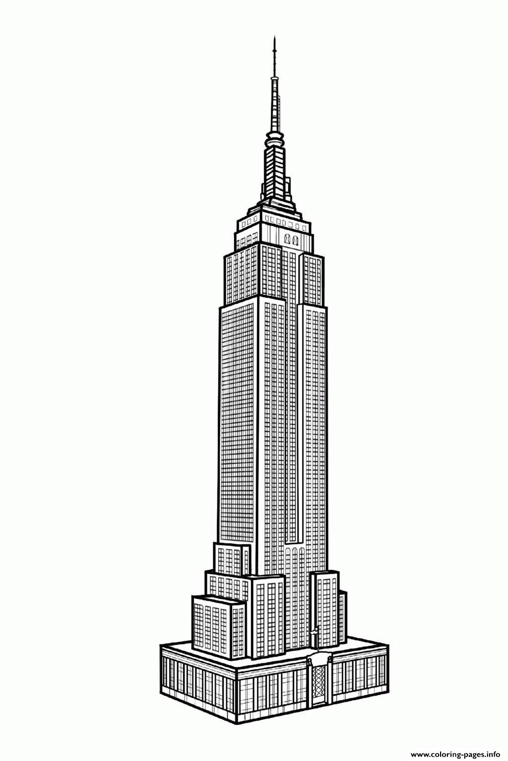 City Adult New York Empire State Building Coloring Pages Printable