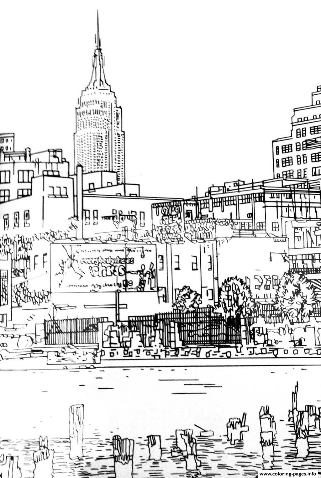 City Adult Drawing New York Coloring Pages Printable