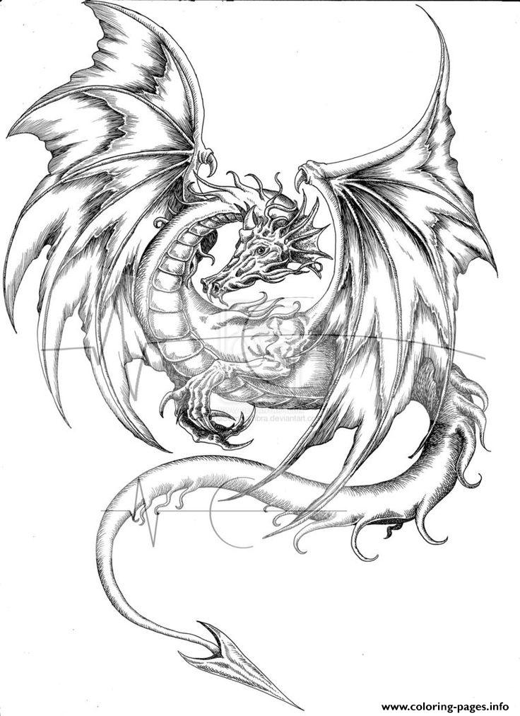 Adults Difficult Animals Dragons Printable Free Coloring Pages