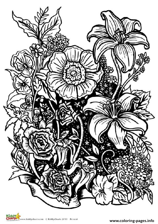 Print four free flower Coloring pages