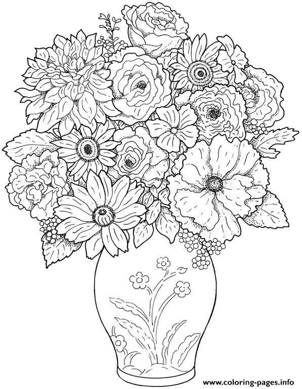 Adult Flower Difficult Coloring Pages Printable