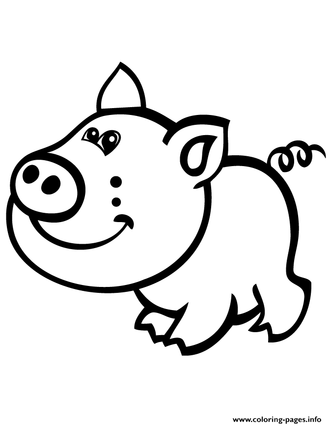Cute Pig Cartoon Coloring Pages Printable Page