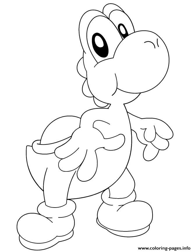 Cute Cartoon Yoshi Kids Coloring Pages Printable