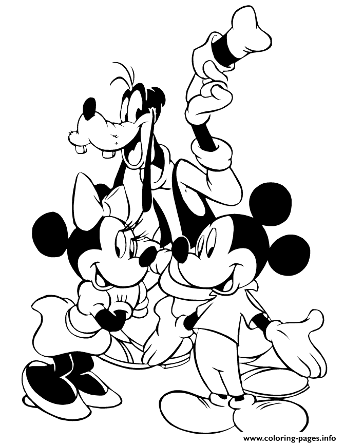 Mickey Minnie Goofy Disney Coloring Pages Printable Birthday