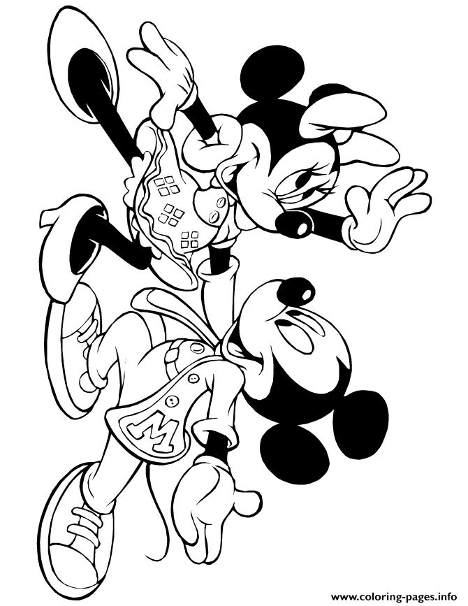 Mickey Mouse Dancing Minnie Disney Coloring Pages Printable