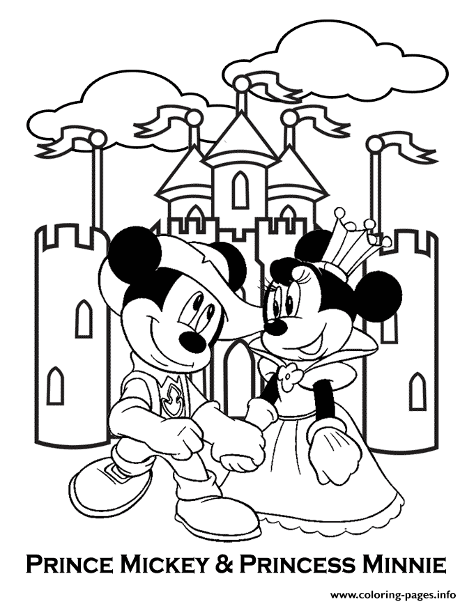 Prince Mickey Princess Minnie Disney Coloring Pages Printable