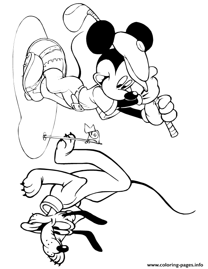 Mickey Mouse Golfing Pluto Disney Coloring Pages Printable Print Download