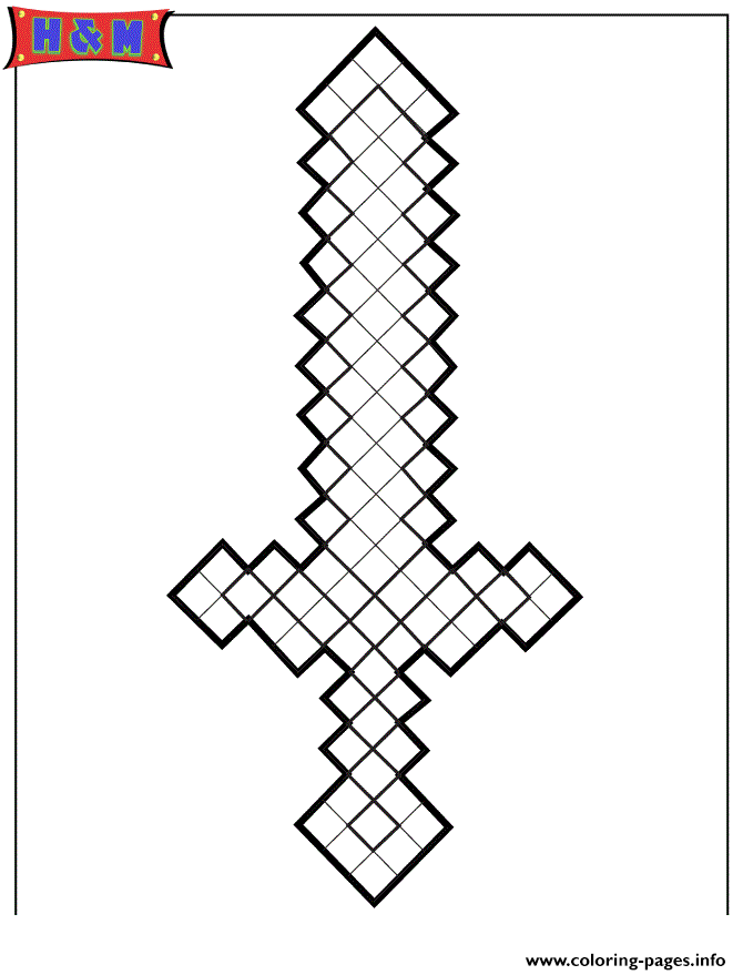 Minecraft Sword Coloring Pages Printable