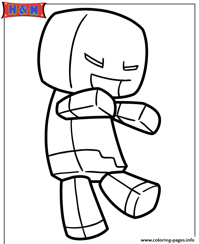 Minecraft Zombie Steve Coloring Pages Printable