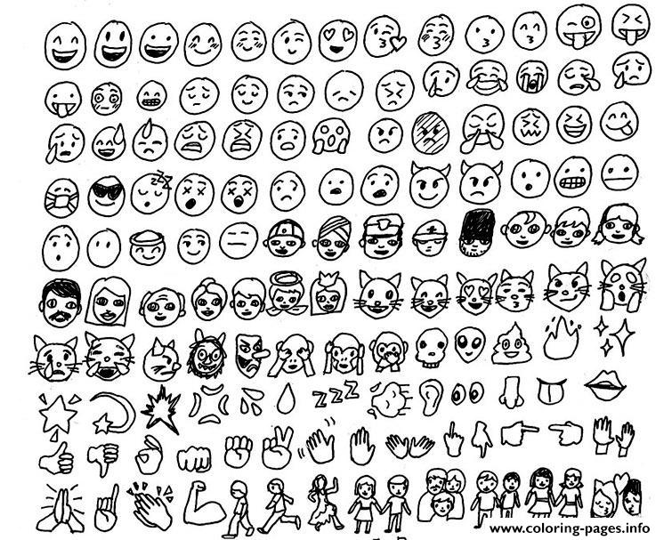 Emoji Emoticon List Coloring Pages Printable Free Emojis