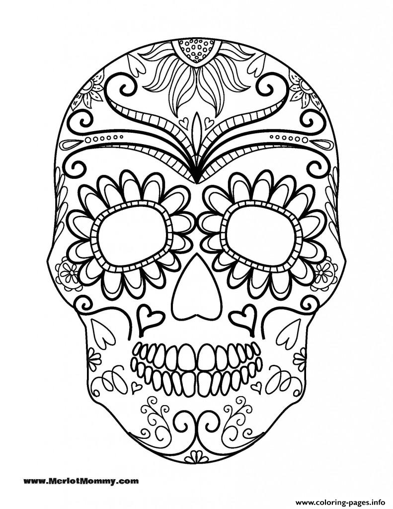 Halloween Coloring Page Sugar Skull coloring pages Print Download 618 prints