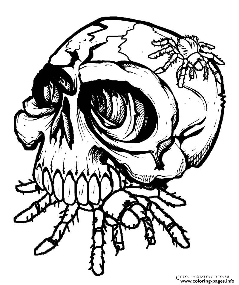 Skulls Eat Spider Coloring Pages Printable Online