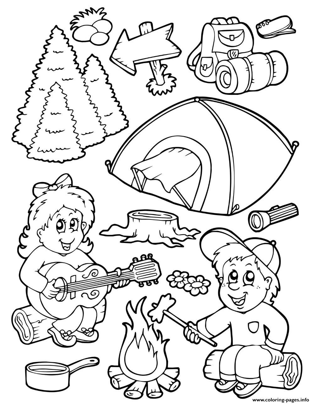 Preschool Camping Summer Seasonbbef Coloring Pages Printable