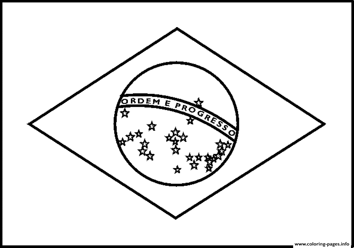 Brazil Flag For Kids Coloring Pages Printable