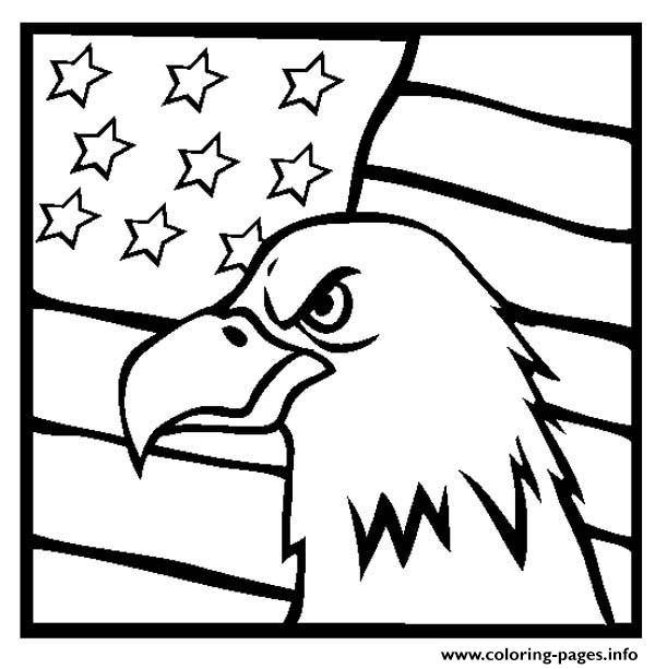 American Eagle And Us Flag Coloring Pages Printable