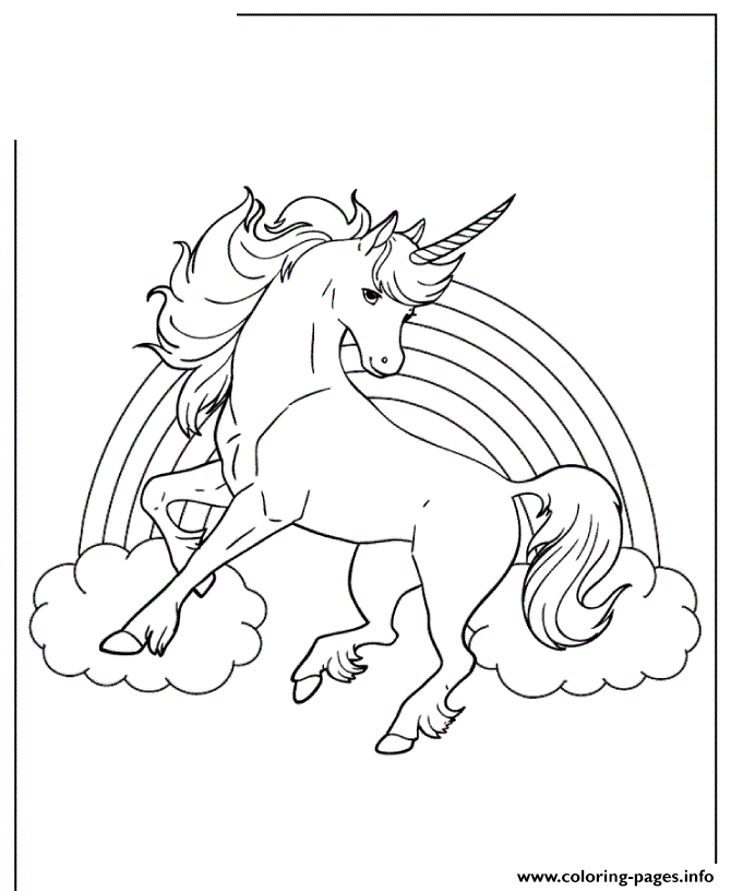 Unicorn Horse With Rainbow For Girls Coloring Pages Printable