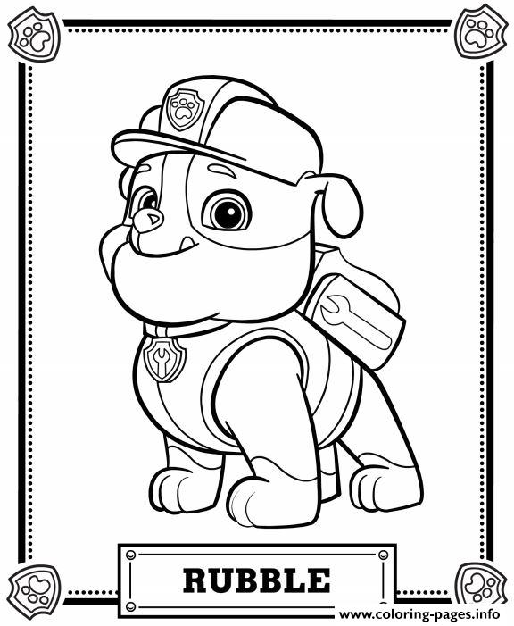 Paw Patrol Rubble Coloring Pages Printable