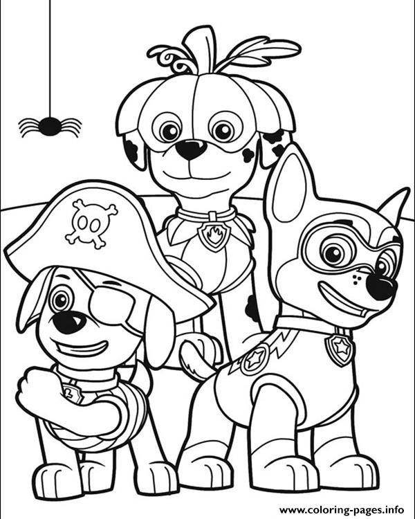 Paw Patrol Halloween Coloring Pages Printable Detailed