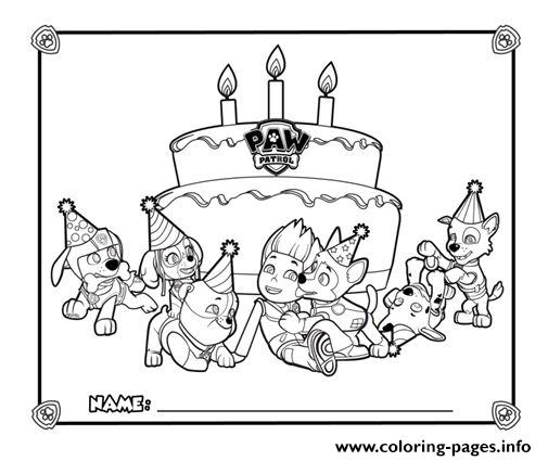 Paw Patrol Birthday Coloring Pages Printable