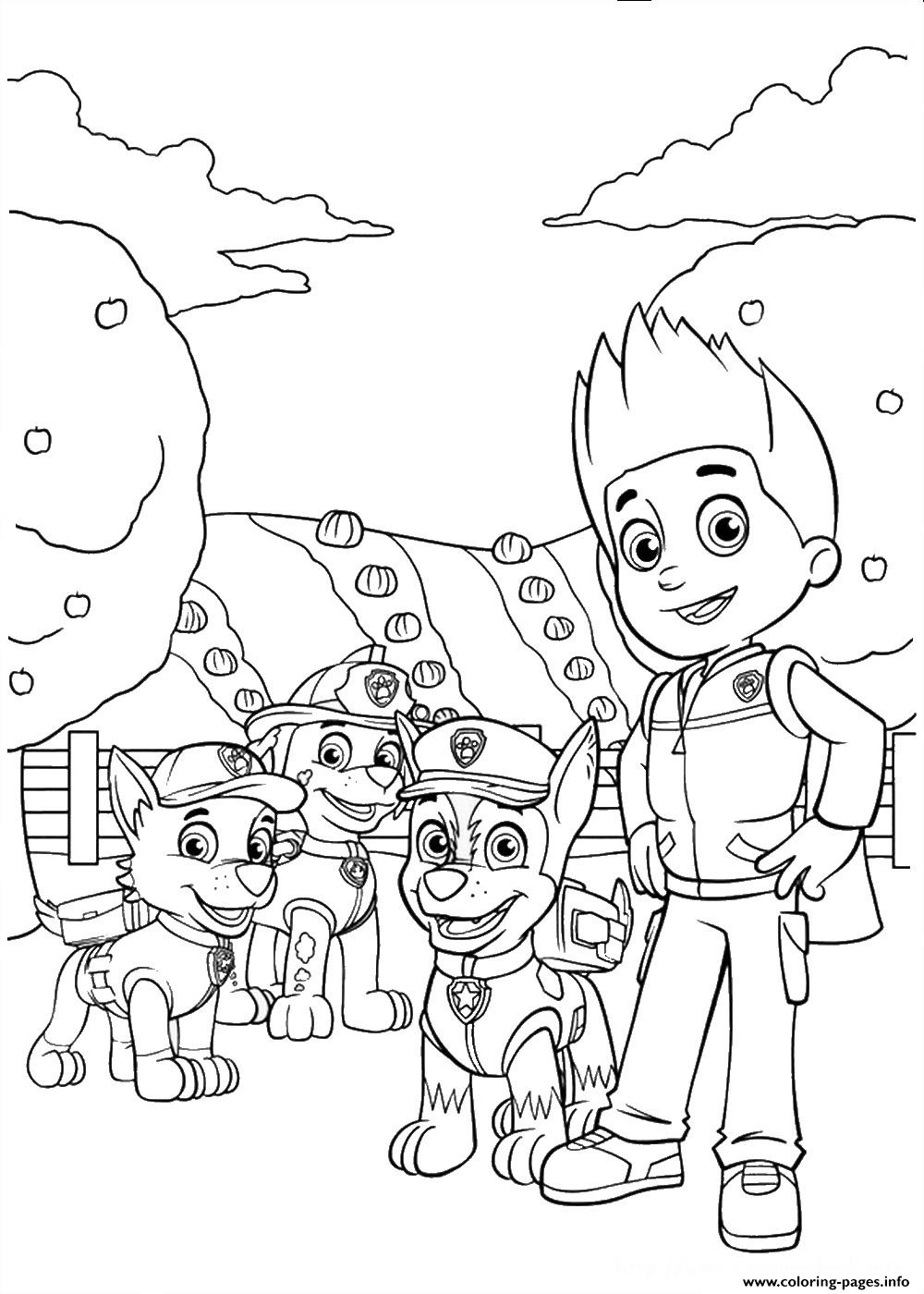 Paw Patrol Ryder Chase Rocky Coloring Pages Printable Print Download