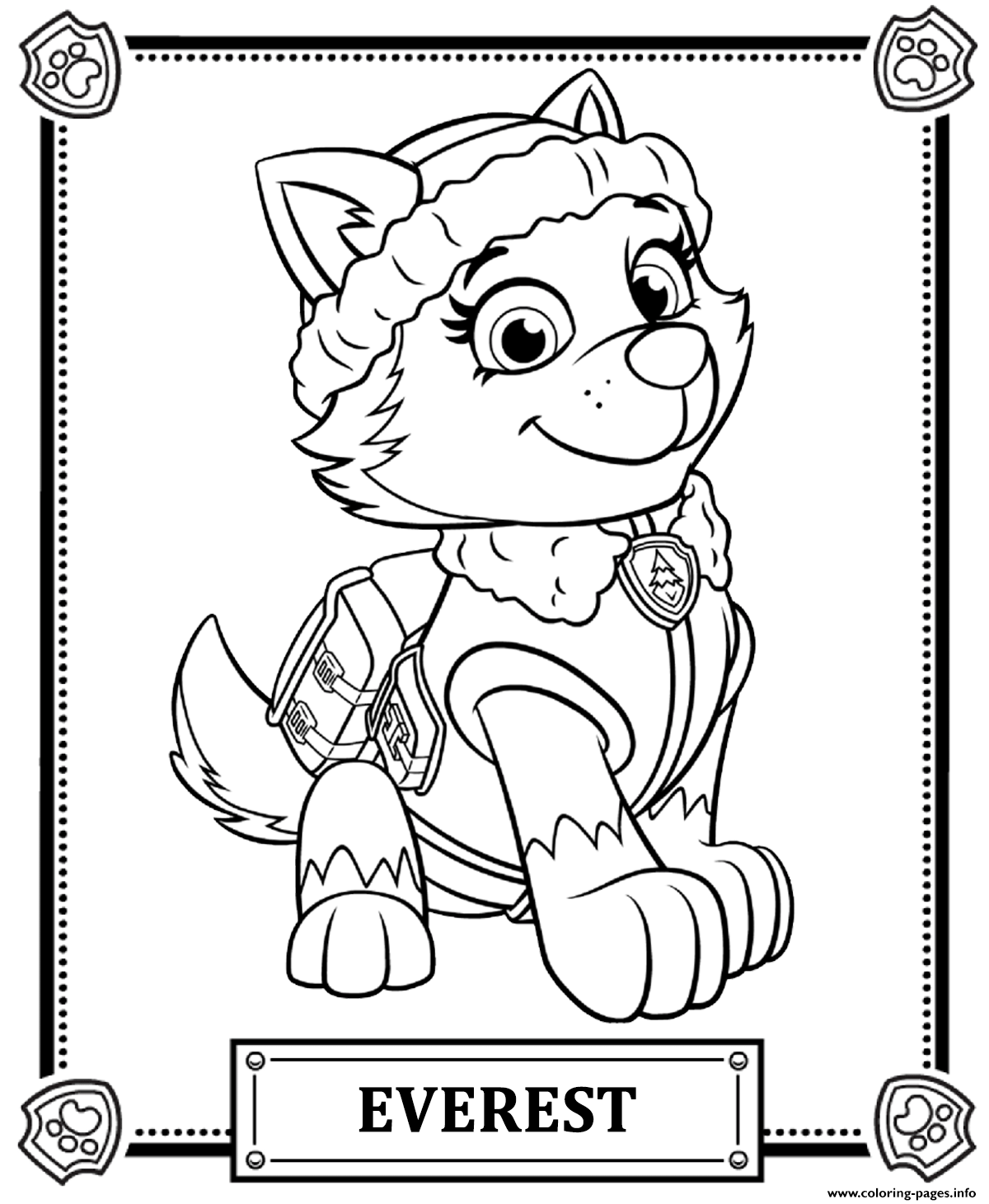 Paw Patrol Everest Coloring Pages Printable Tower