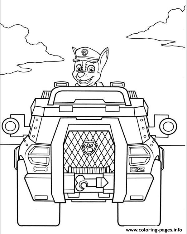 Paw Patrol Chase Driving War Truck Coloring Pages Printable Vehicles