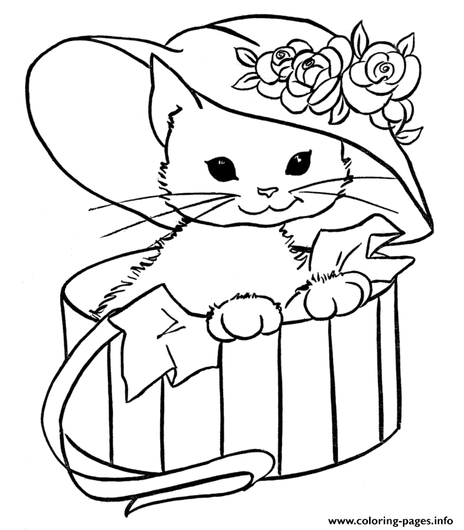 for girls cats kitten Coloring pages Printable