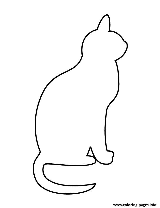 Simple Cat Stencil Coloring Pages Printable Cats
