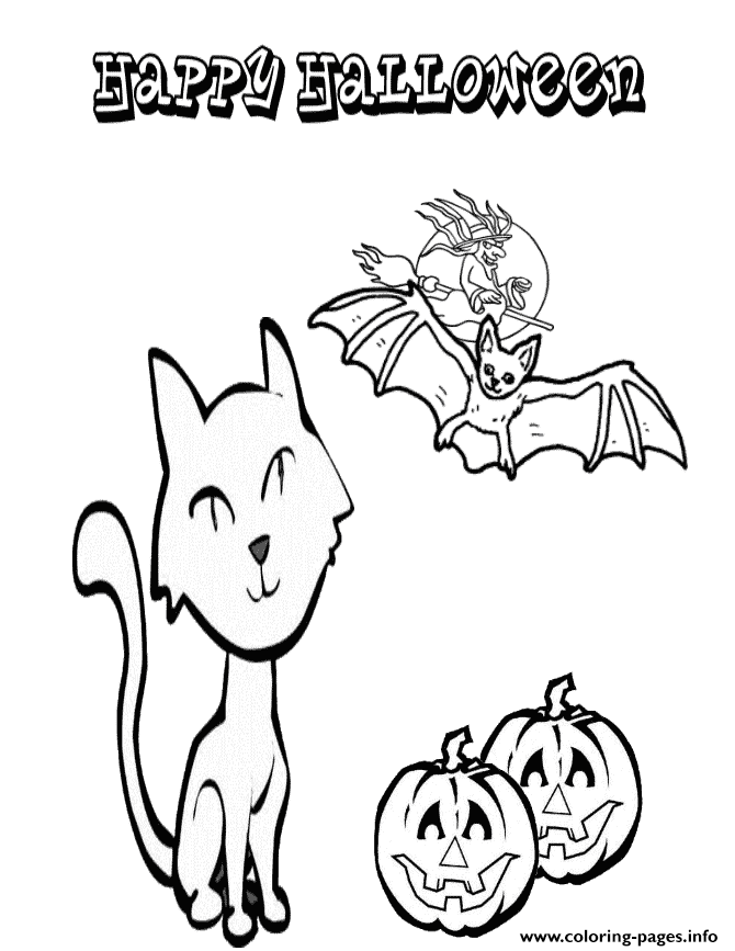 Felix The Cat And Halloween Bat Kitten Coloring Pages Printable