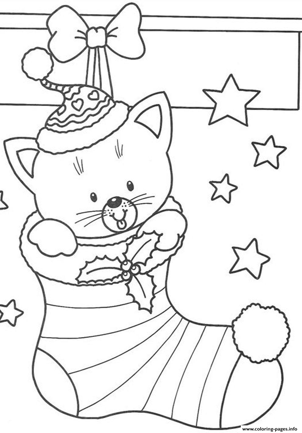 Free S Christmas Cat In Stocking8a58 Coloring Pages Printable