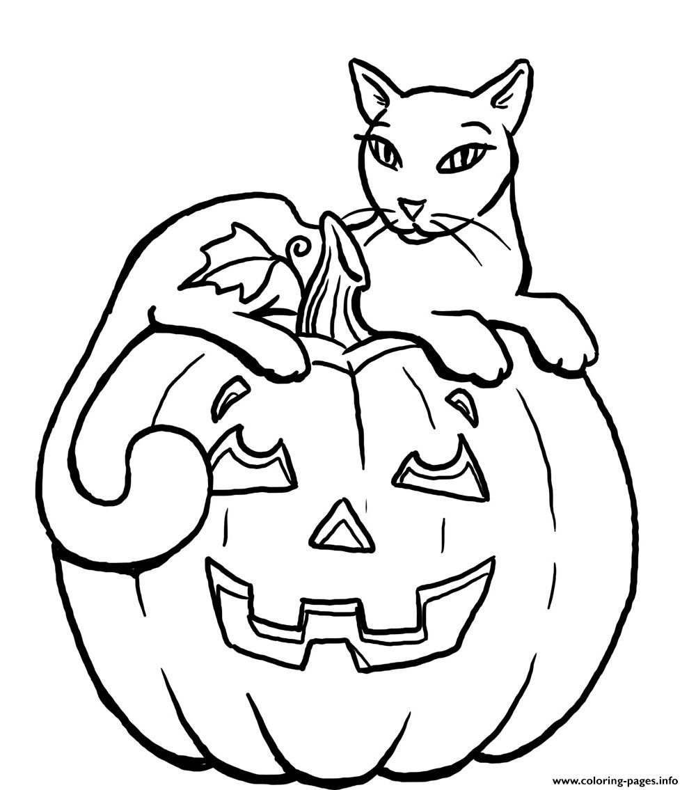 Pumpkin Halloween Black Cat S For Kidsc3f2 Coloring Pages Printable