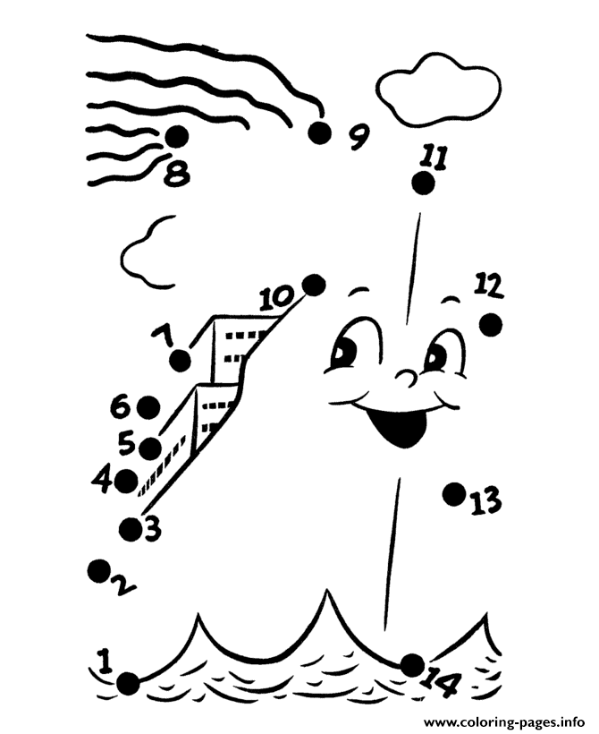 015 Connect Dots Boat Coloring Pages Printable