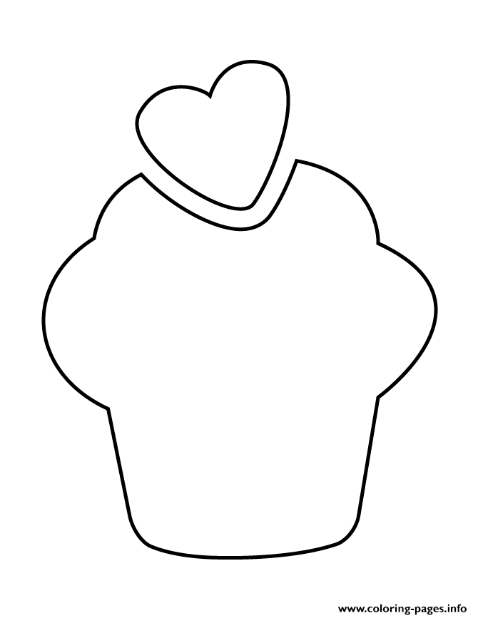 Cupcake With Heart Stencil Coloring Pages Printable