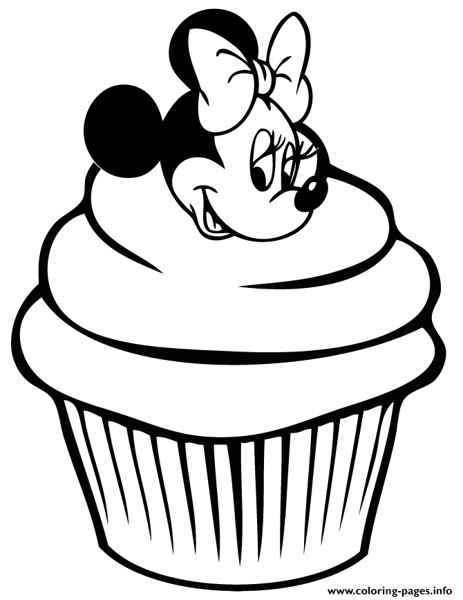 Minnie Mouse Cupcake Coloring Pages Printable Easy