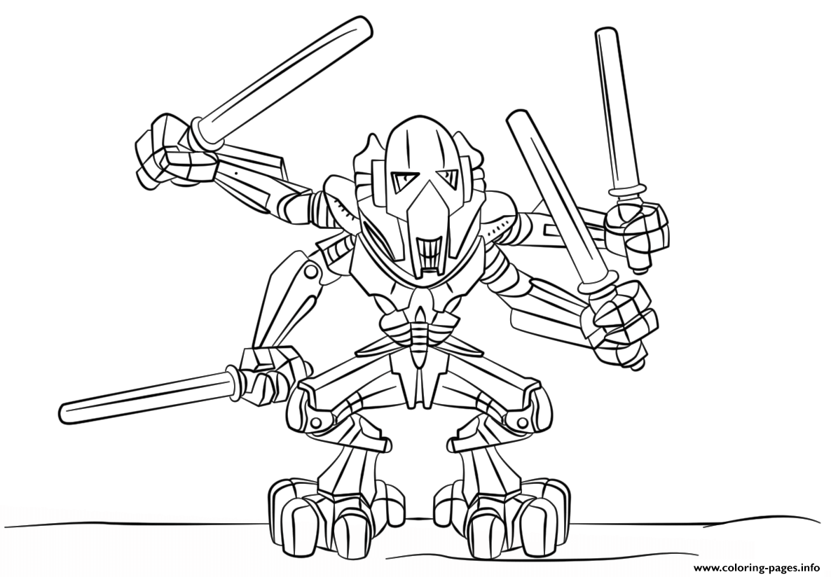 Printable lego general grievous coloring pages