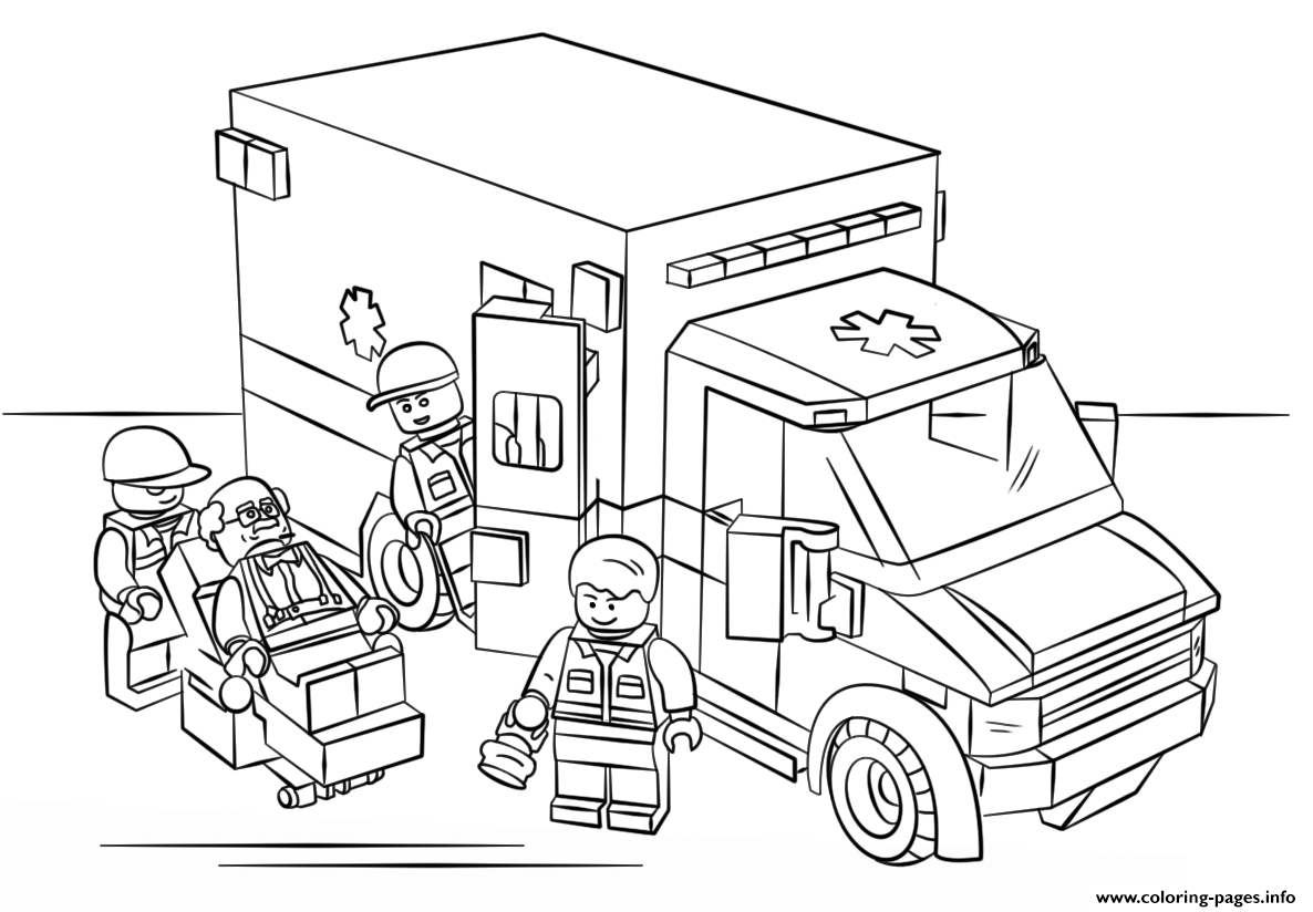 lego ambulance city Colouring Print lego ambulance city coloring pages