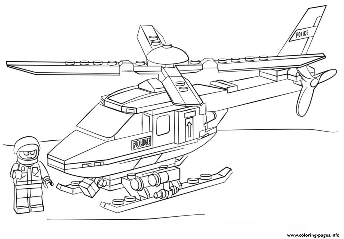 Lego Police Helicopter City Coloring Pages Printable Cars