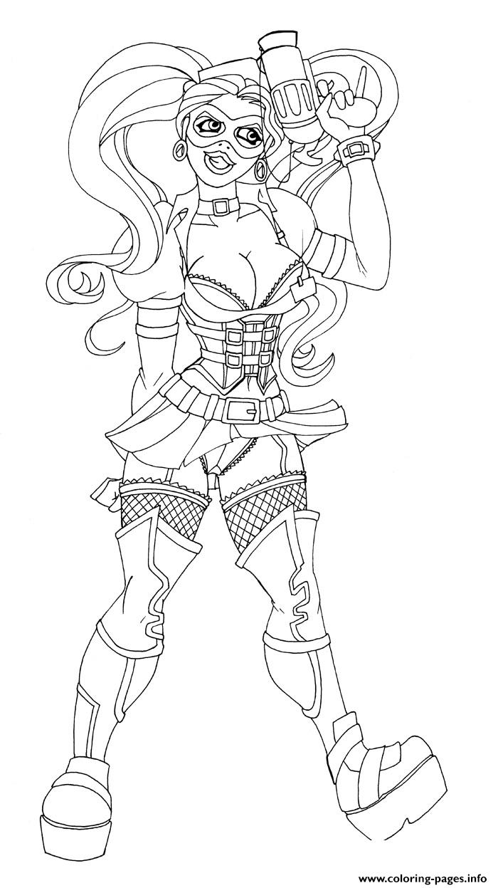 Sexy Adult Gun Harley Quinn Coloring Pages Printable Pdf