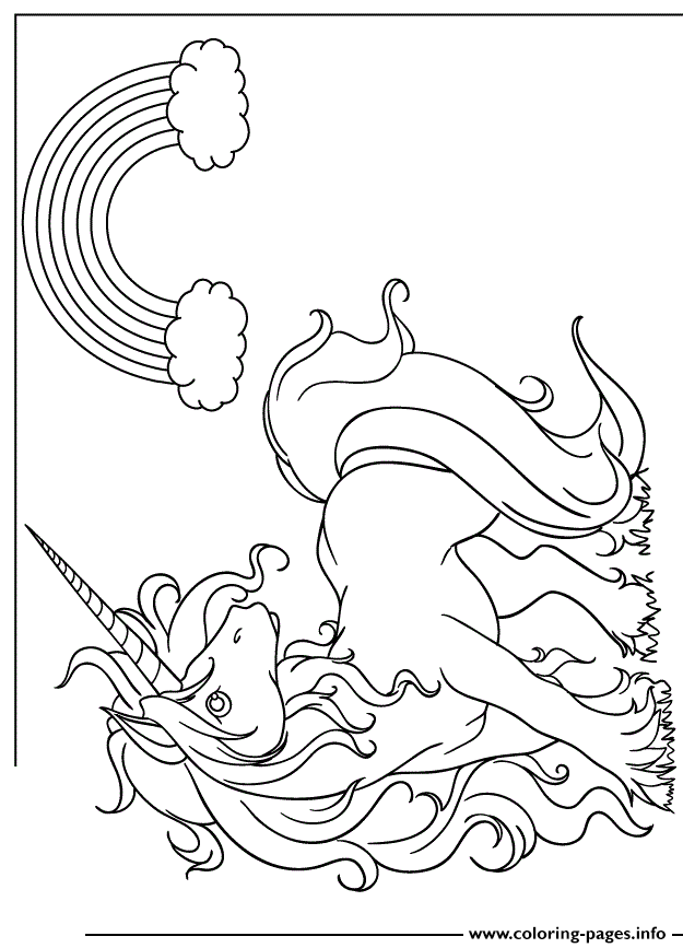 Cute Cartoon Unicorn Rainbow Coloring Pages Printable