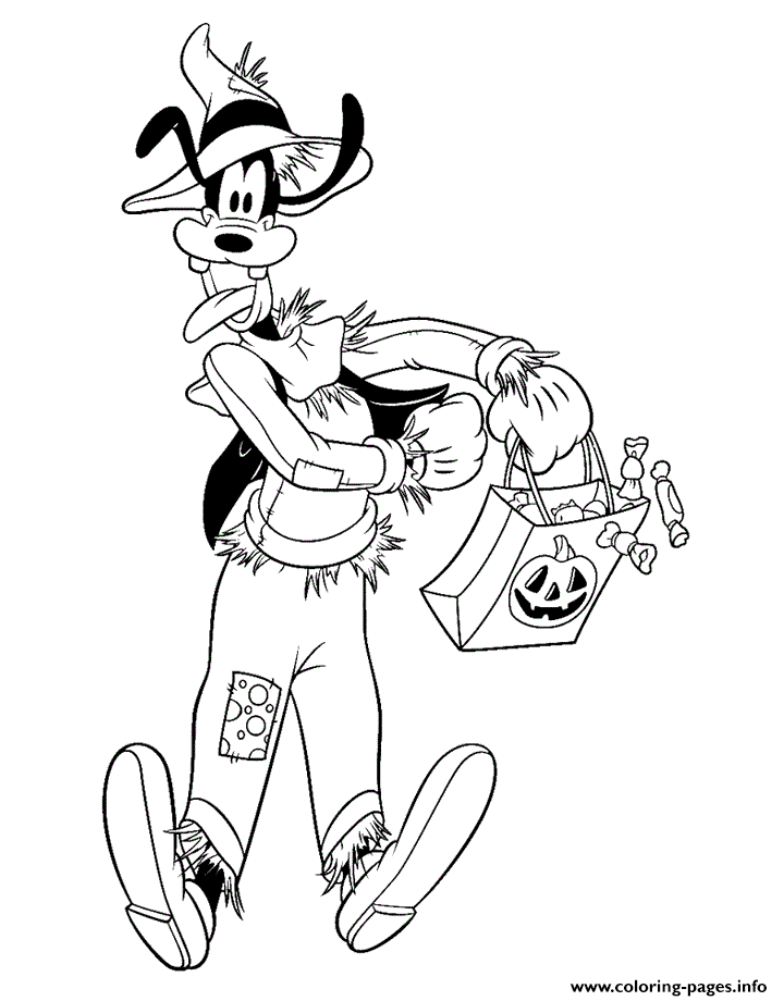 Goofy As A Scarecrow Disney Halloween Coloring Pages Printable