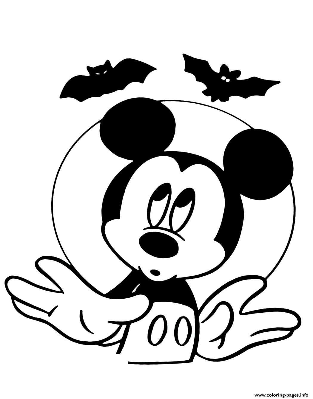 Mickey Mouse And Bats Disney Halloween Coloring Pages Printable