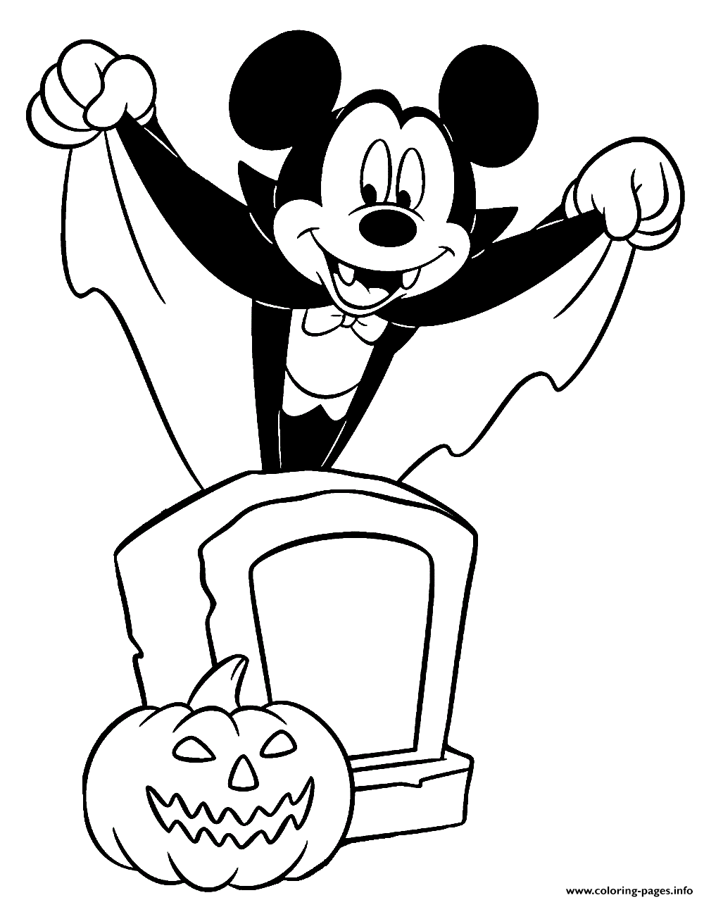 Mickey Mouse As A Vampire 2 Disney Halloween Coloring Pages Printable
