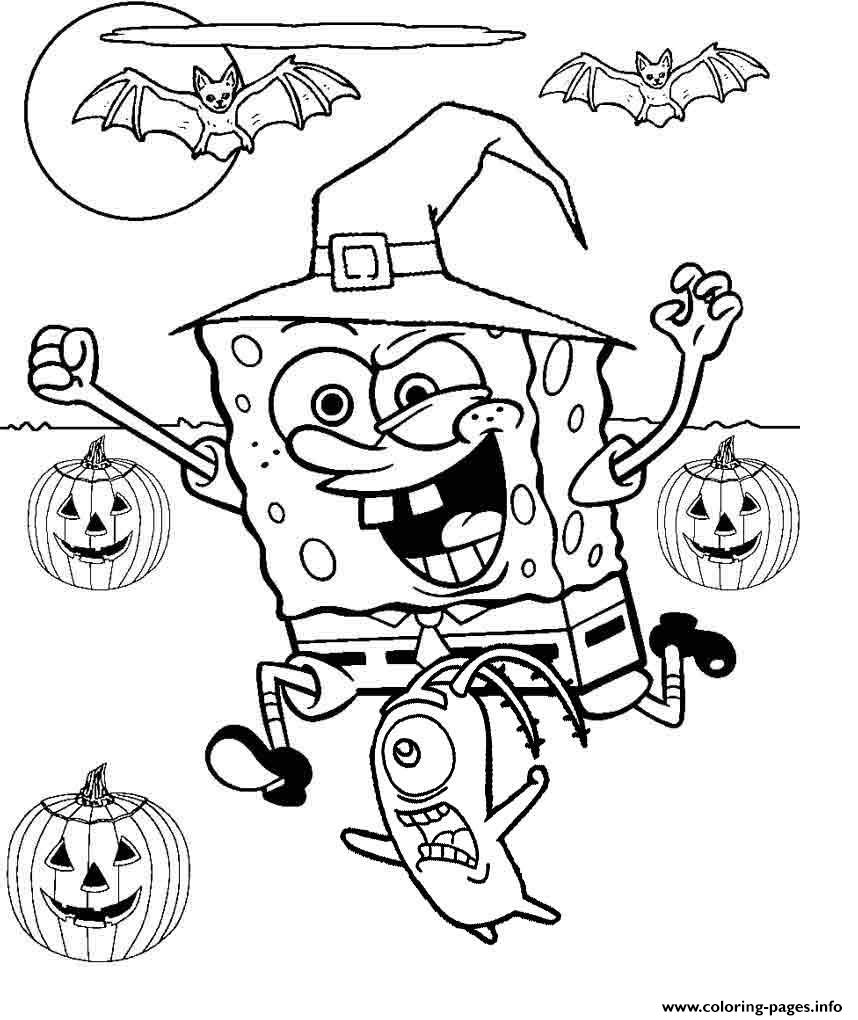Spongebob Halloween Coloring Pages Printable